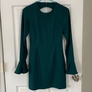 Leith XS Green Mini-Dress with Bell Sleeves